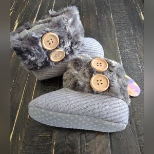 Baby Girls Winter Booties Crib Shoe Boots Size 3 9-12 Months Faux Fur